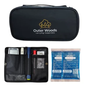 Outer Woods Insulated Insulin Cooler Bag | 6+ Hours Cooling | Compact Size | 2 x 100ml Ice Gel Packs Included