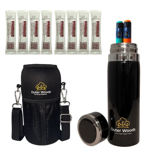 Outer Woods Insulin Cooler Bottle with Cover | 24+ Hours Cooling | Medium Size 800ml Bottle | 8 x 35ml Ice Gel Packs Included