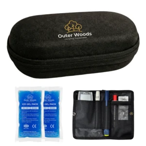 Outer Woods Insulin Cooler Bag Pro | 8+ Hours Cooling | Hard Case for Insulin Storage | 2 x 150ml Ice Gel Packs Included